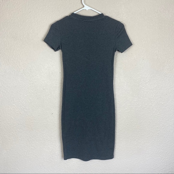 Zara Ribbed Knit Light Sweater Tee Dress Gray Small - Picture 5 of 8